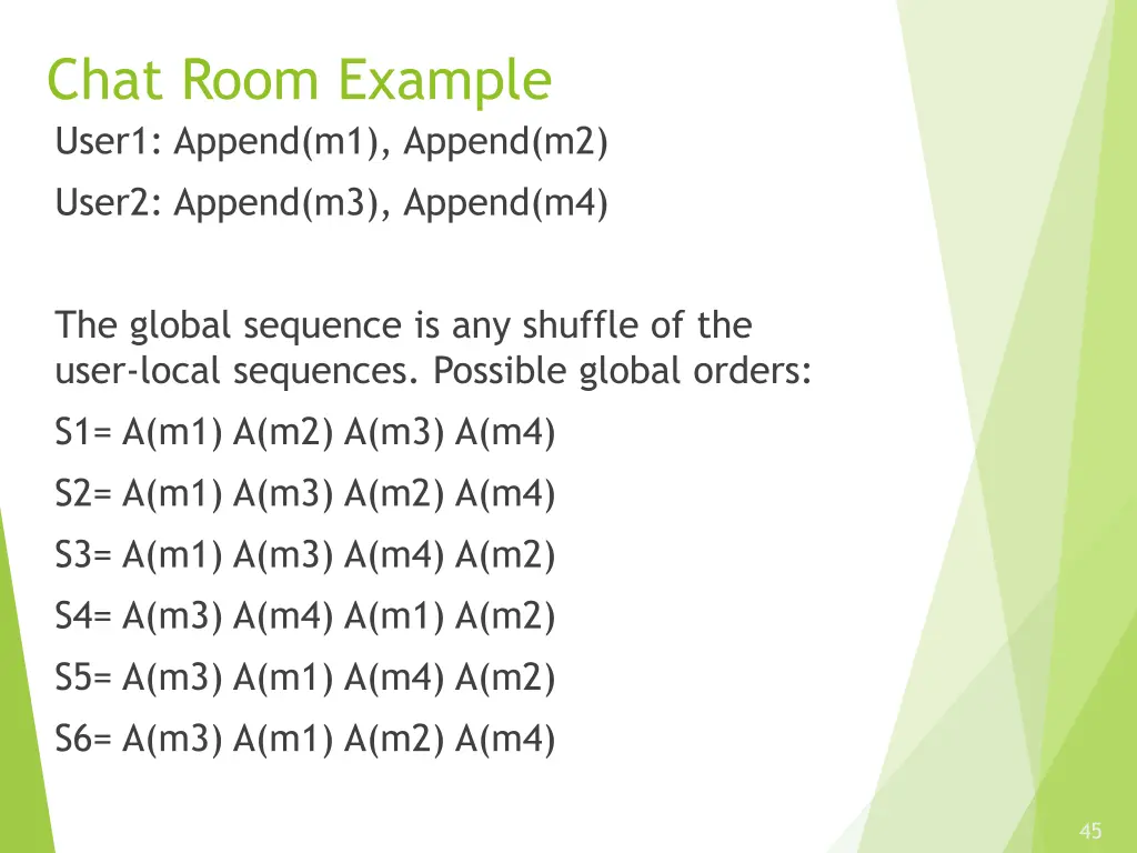 chat room example user1 append m1 append m2 user2