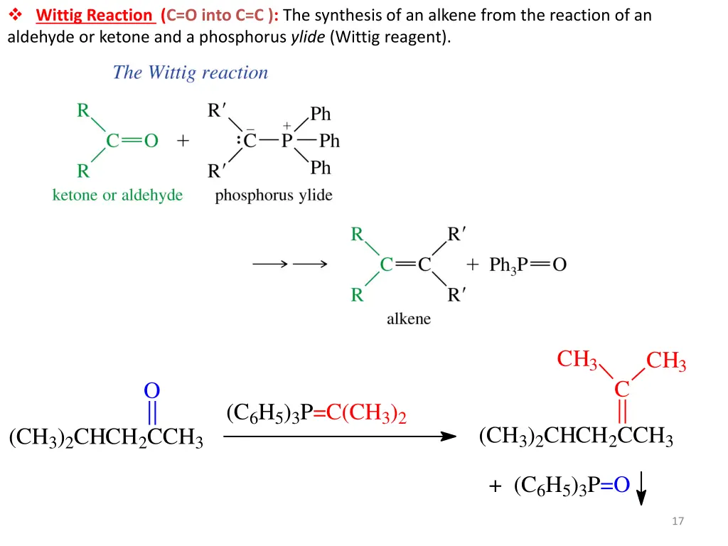 wittig reaction c o into c c the synthesis