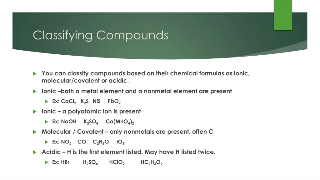 classifying compounds