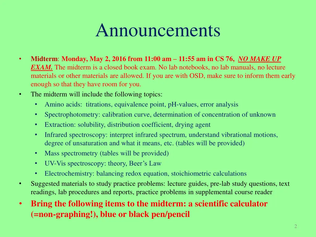 announcements