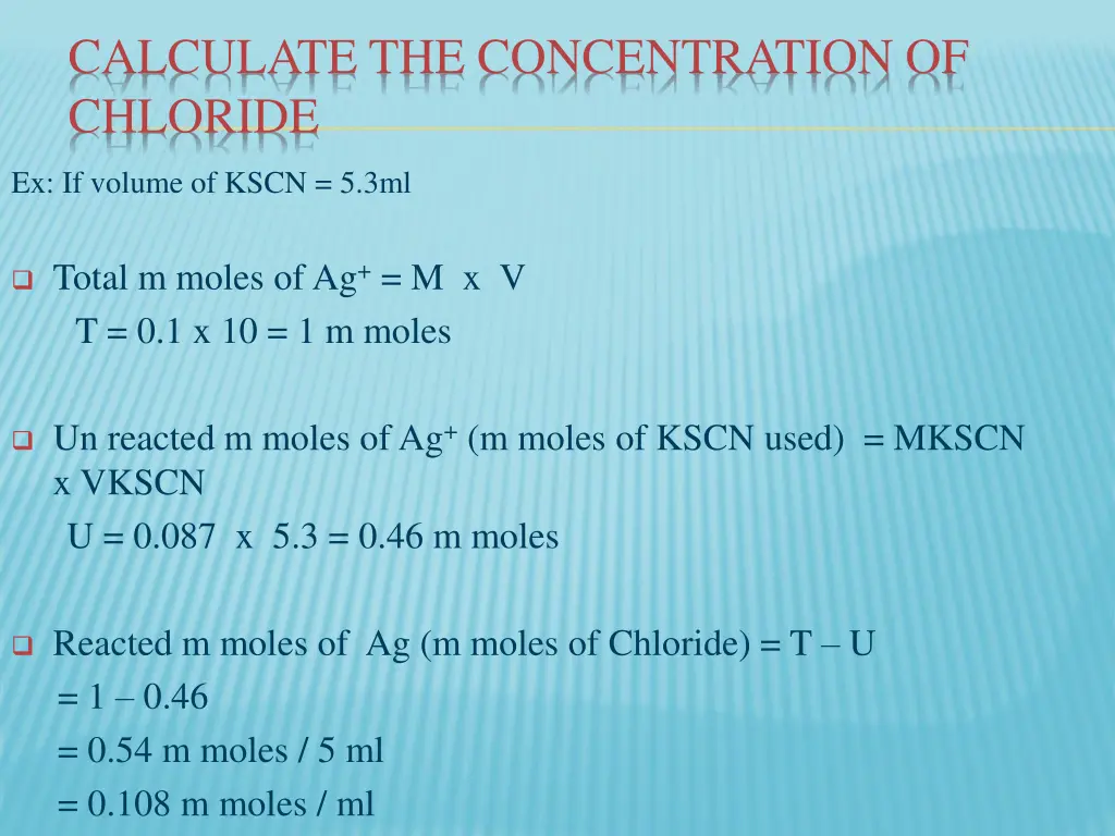 calculate the concentration of chloride