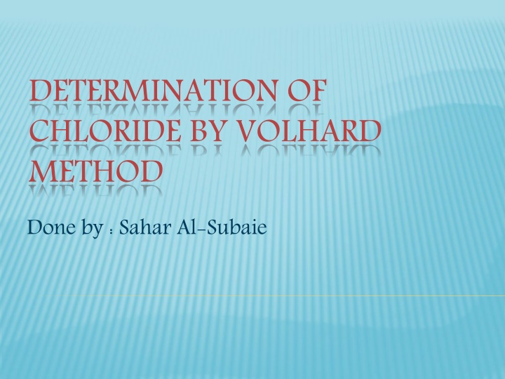 determination of chloride by volhard method