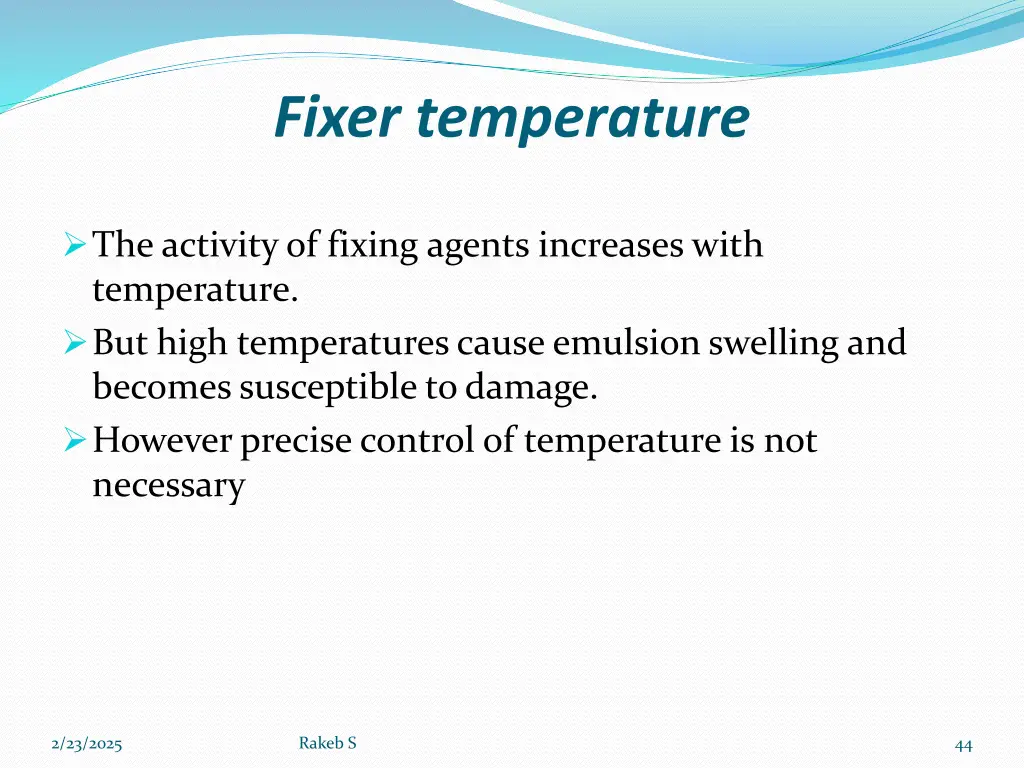 fixer temperature