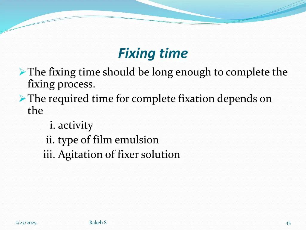 fixing time