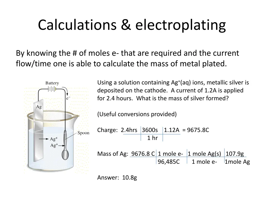 calculations electroplating