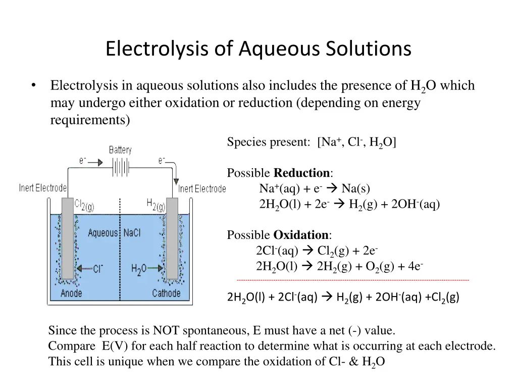 electrolysis of aqueous solutions