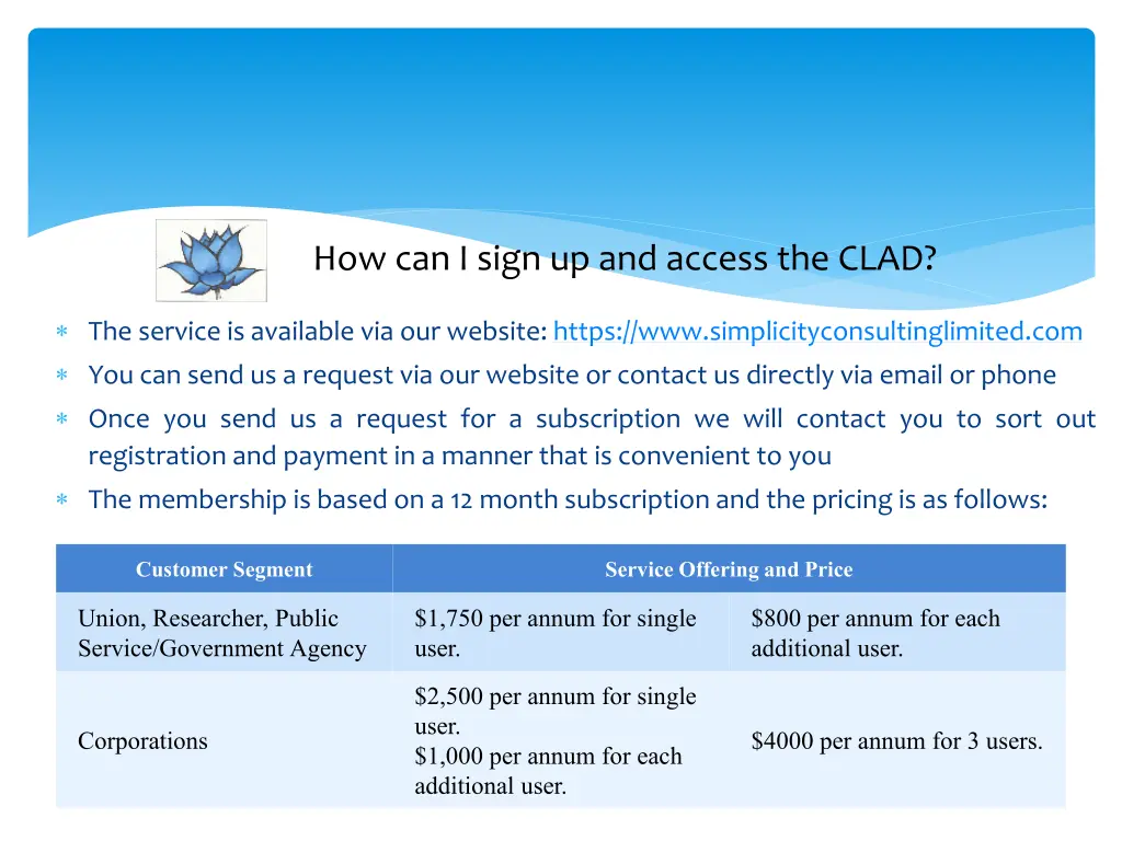 how can i sign up and access the clad