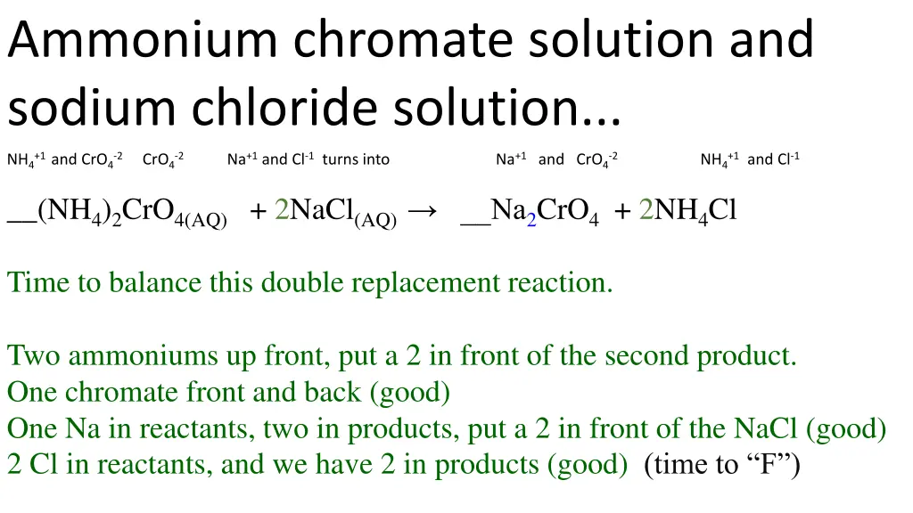 ammonium chromate solution and sodium chloride 3