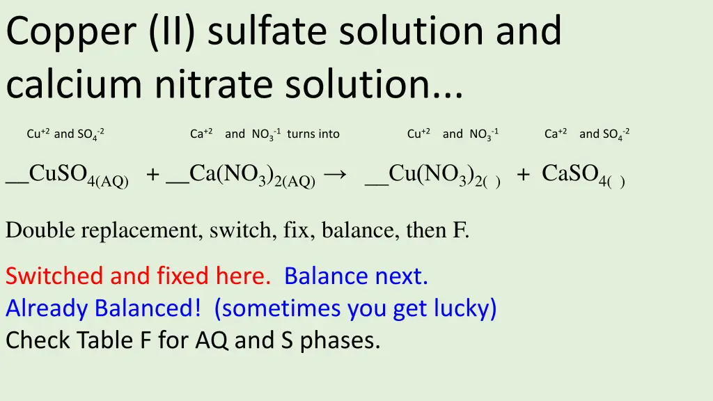 copper ii sulfate solution and calcium nitrate 2