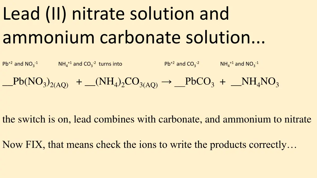lead ii nitrate solution and ammonium carbonate 1