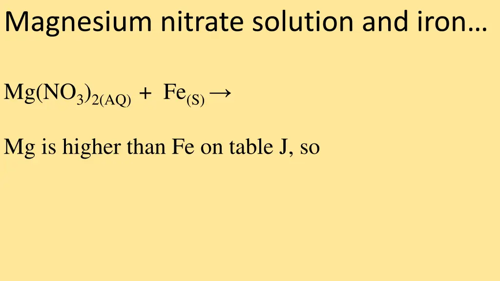 magnesium nitrate solution and iron
