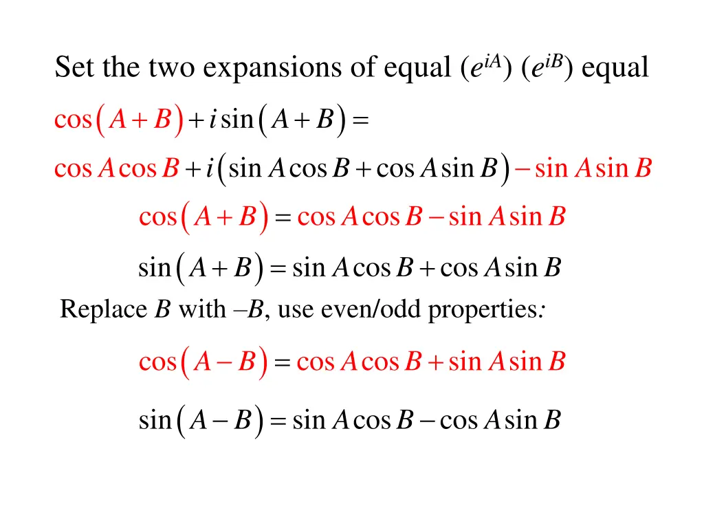 set the two expansions of equal e ia e ib equal 1