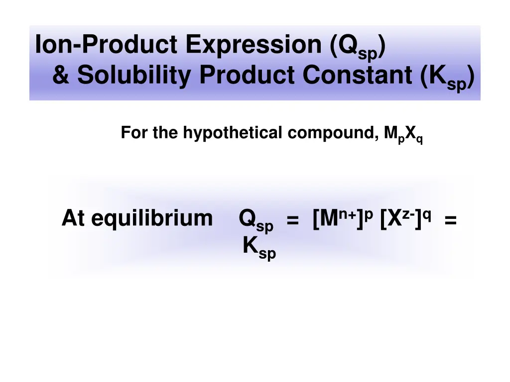 ion product expression q sp solubility product