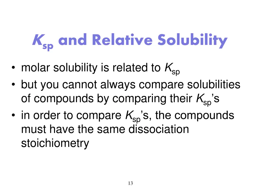 k sp and relative solubility