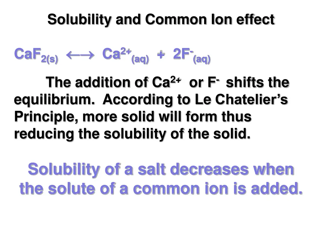 solubility and common ion effect