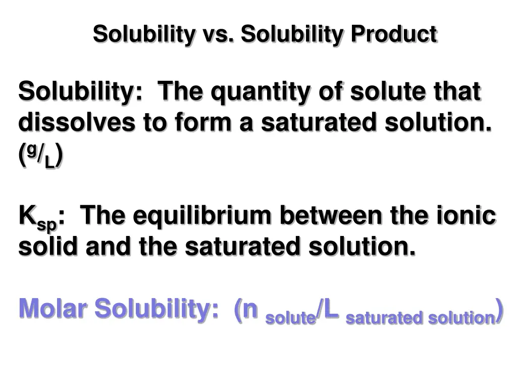 solubility vs solubility product