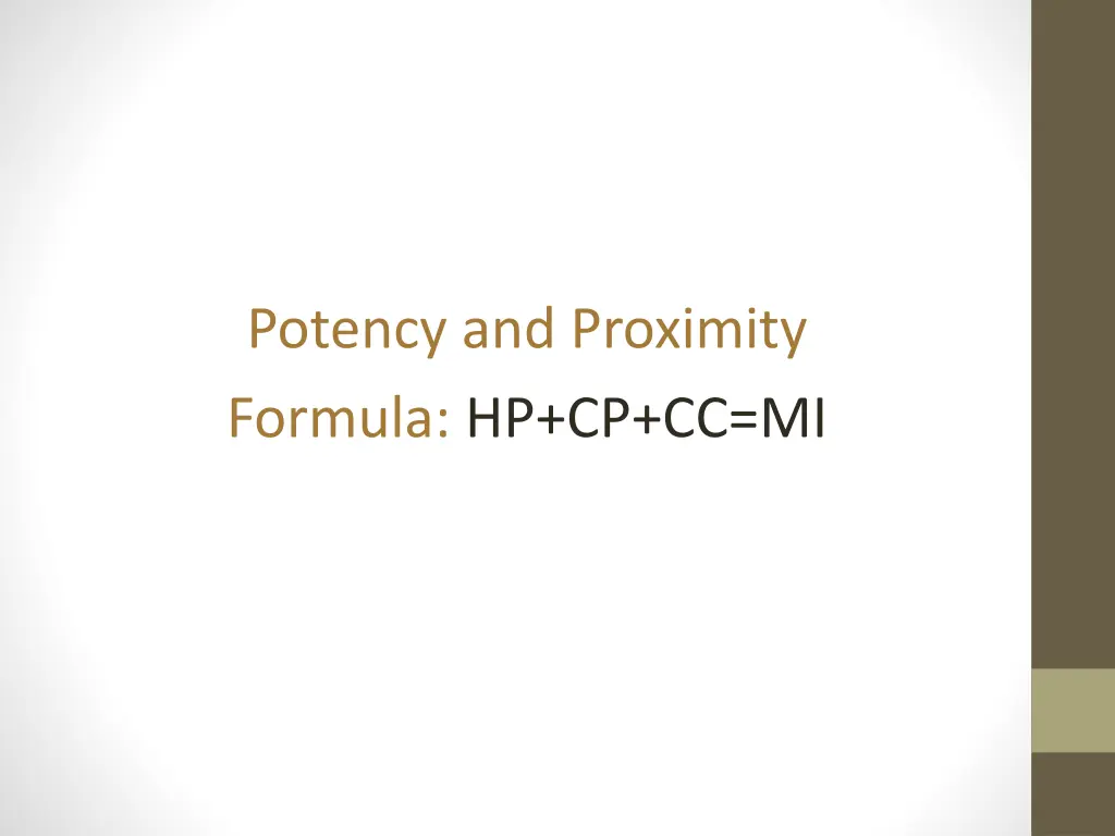 potency and proximity formula hp cp cc mi