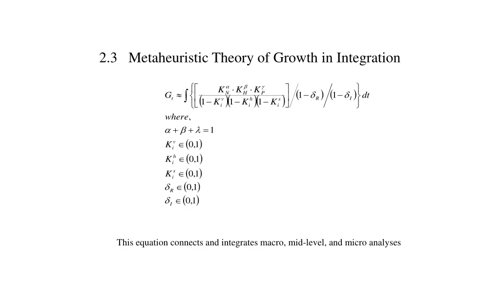 2 3 metaheuristic theory of growth in integration