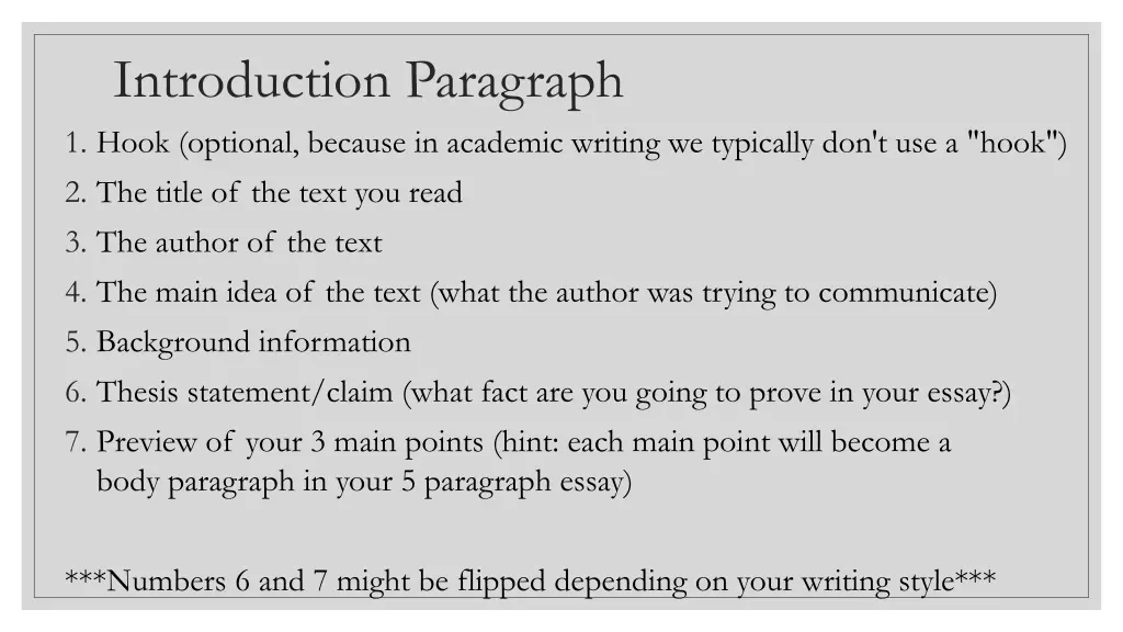 introduction paragraph 1 hook optional because