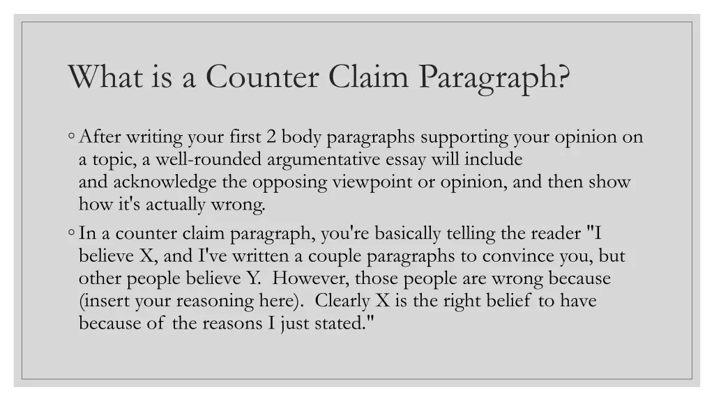 what is a counter claim paragraph