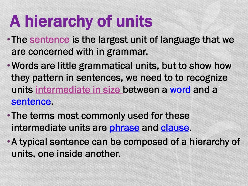 a hierarchy of units a hierarchy of units