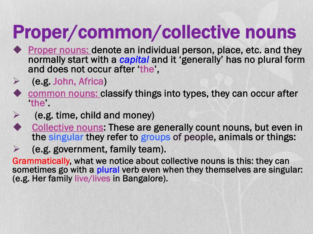 proper common collective nouns proper common