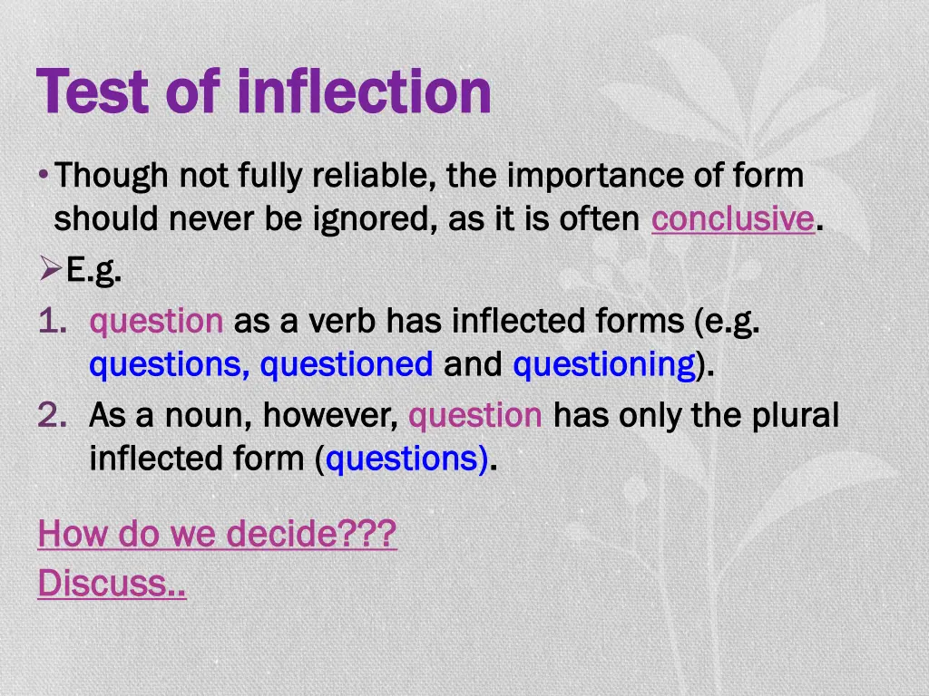 test of inflection test of inflection