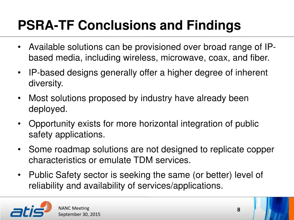 psra tf conclusions and findings