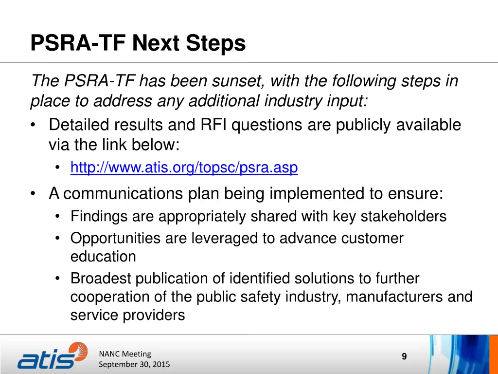 psra tf next steps