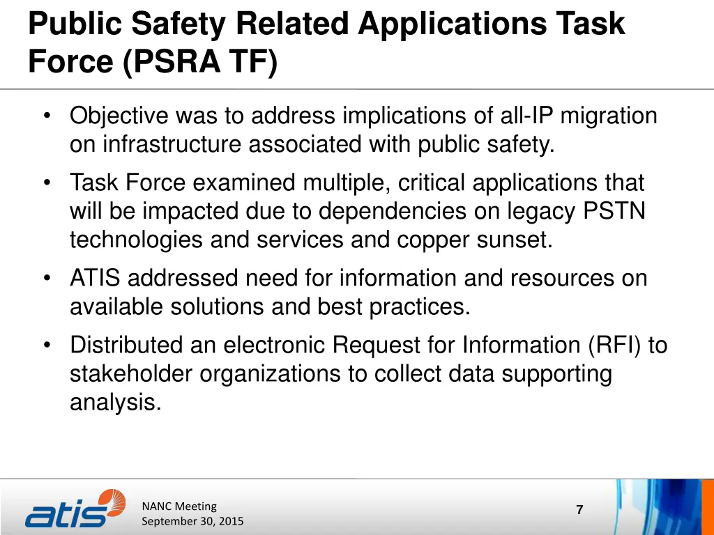 public safety related applications task force