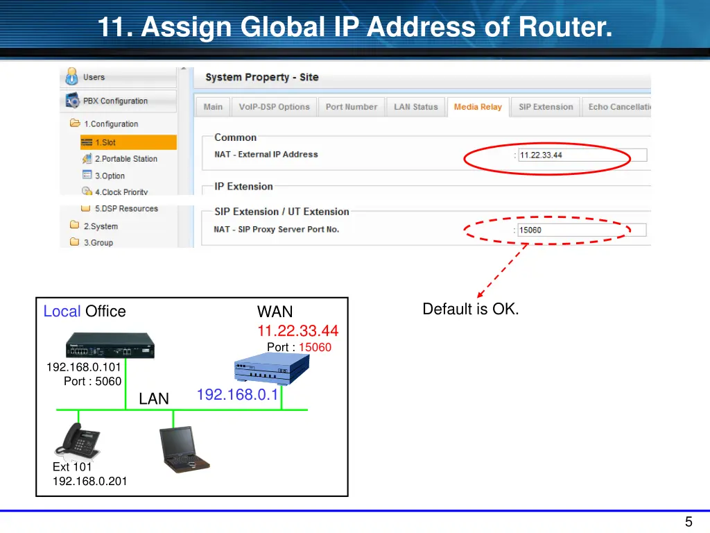 11 assign global ip address of router