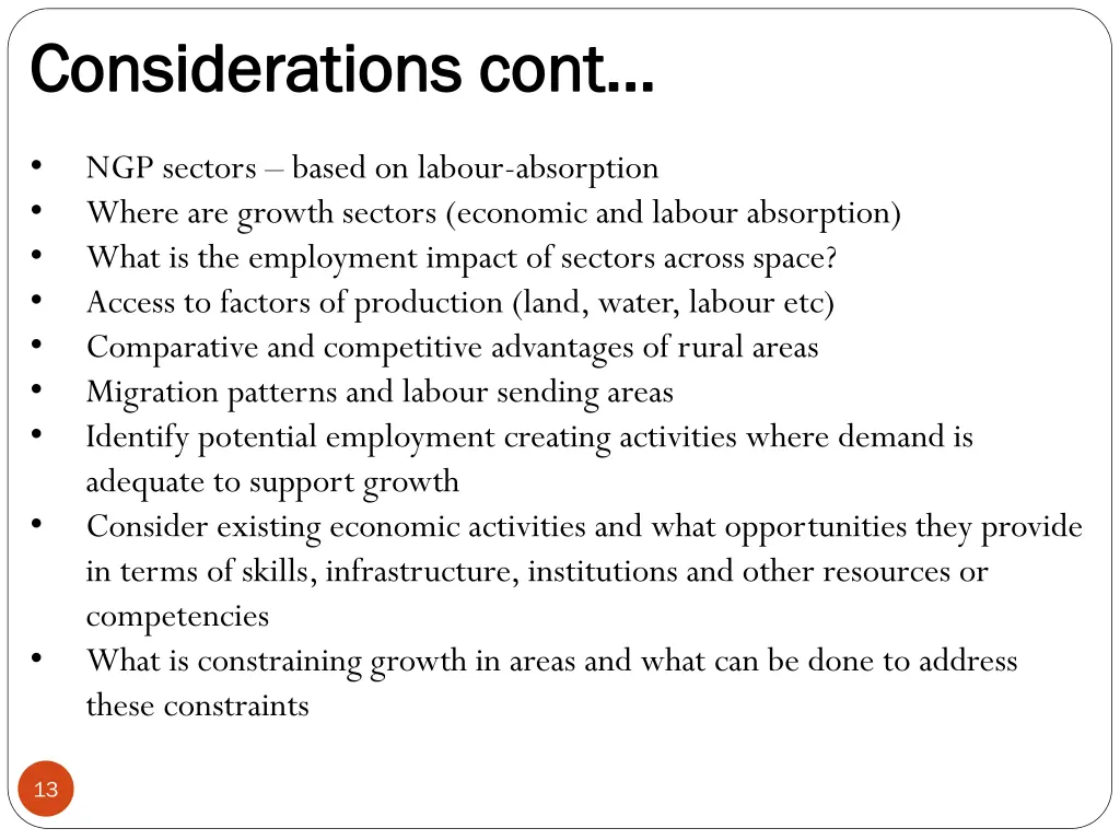 considerations cont considerations cont