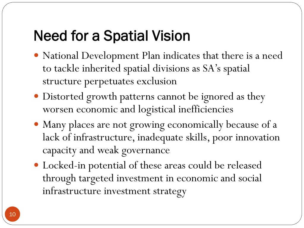 need for a spatial vision need for a spatial