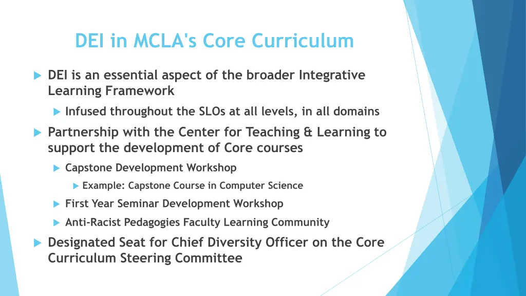 dei in mcla s core curriculum