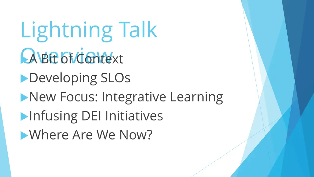 lightning talk overview developing slos new focus