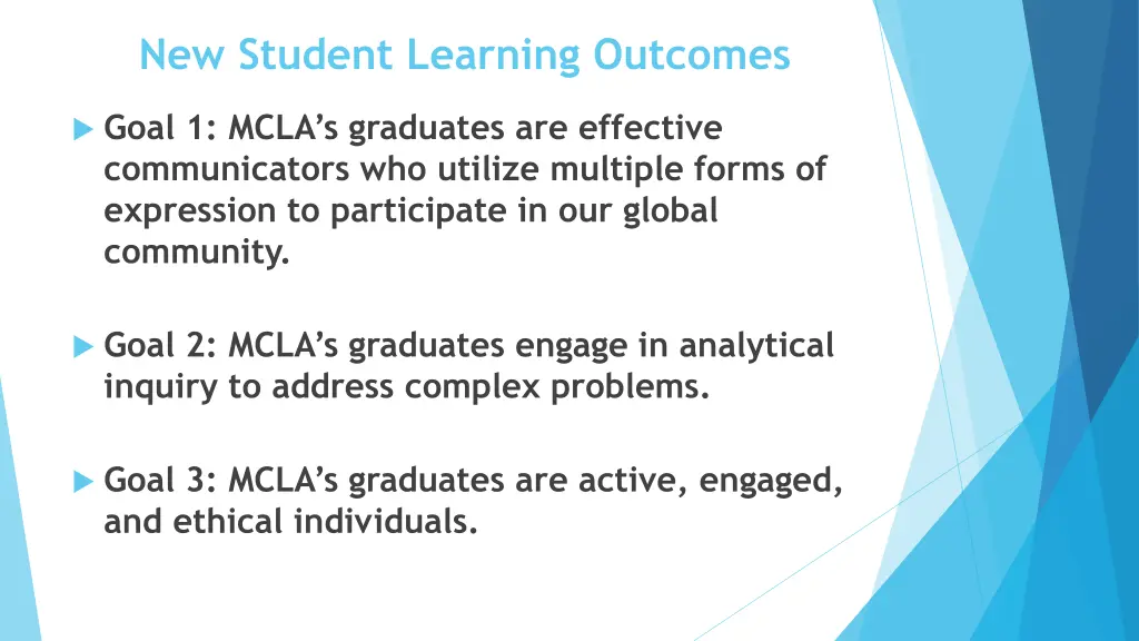 new student learning outcomes