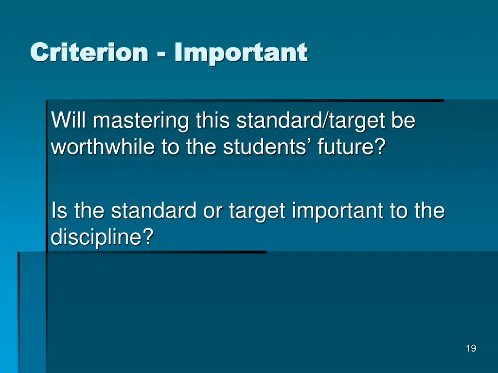 criterion criterion important