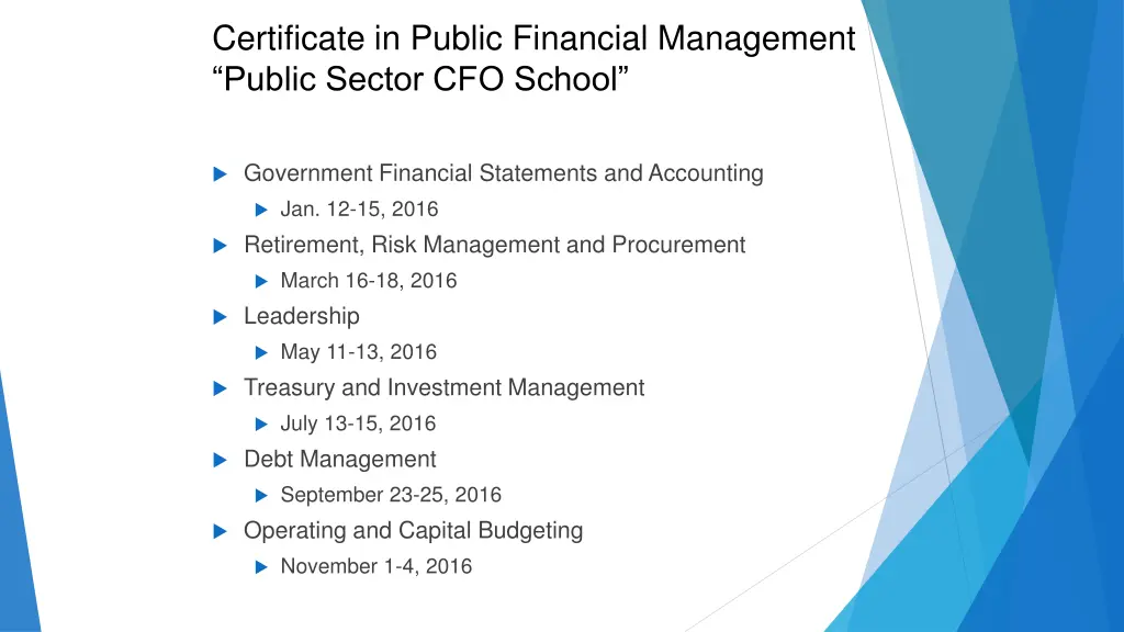 certificate in public financial management public
