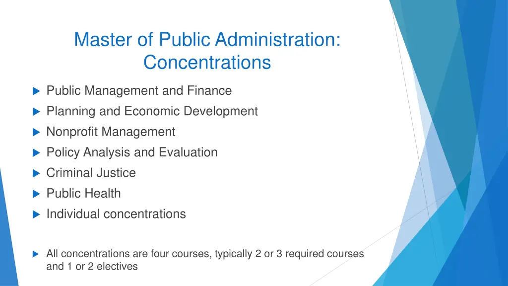 master of public administration concentrations