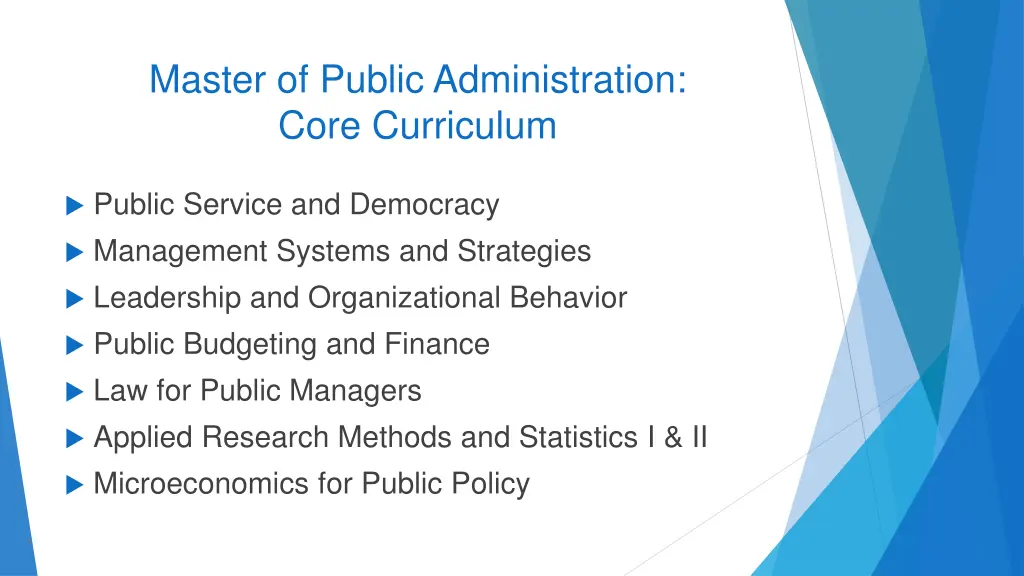 master of public administration core curriculum