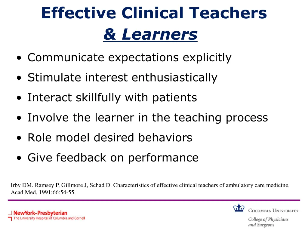 effective clinical teachers learners