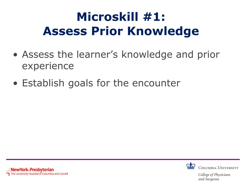 microskill 1 assess prior knowledge