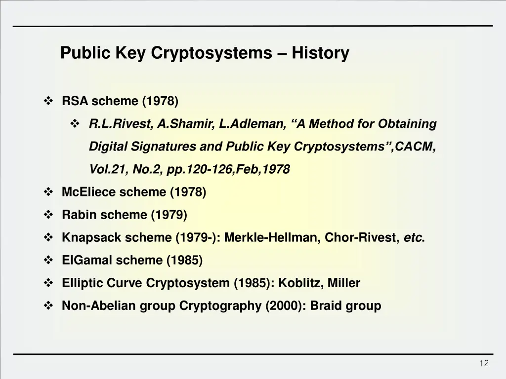 public key cryptosystems history