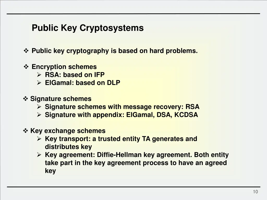 public key cryptosystems
