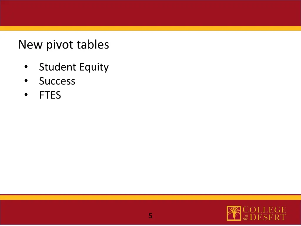 new pivot tables