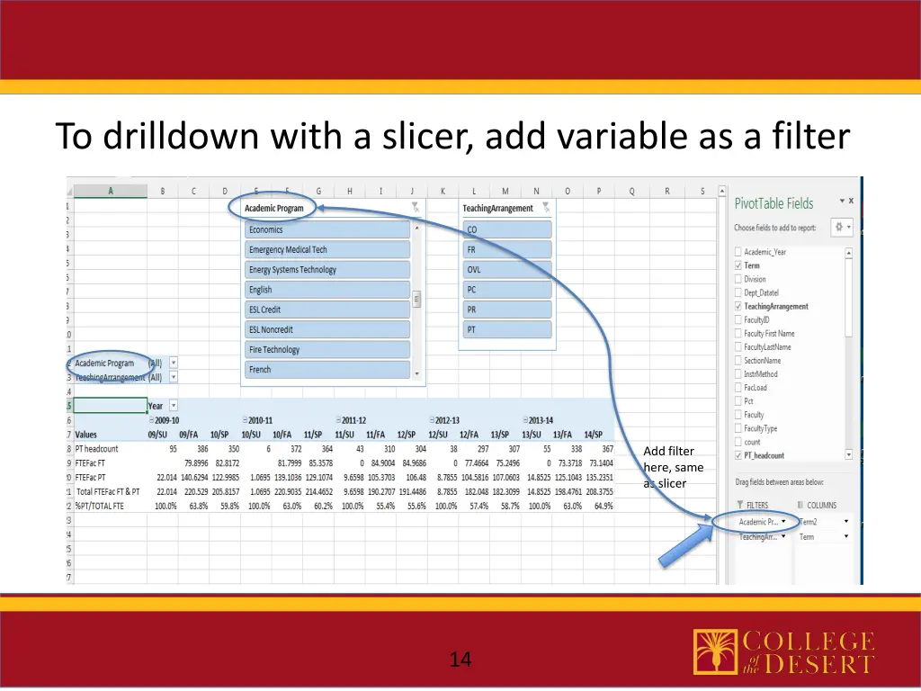 to drilldown with a slicer add variable