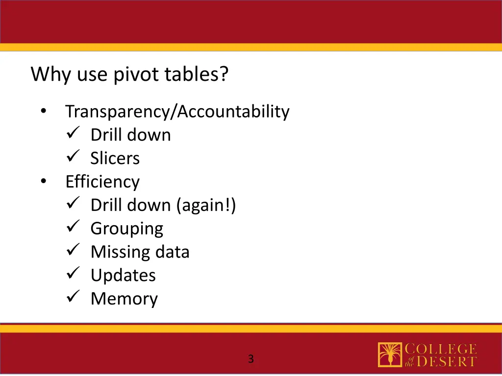 why use pivot tables