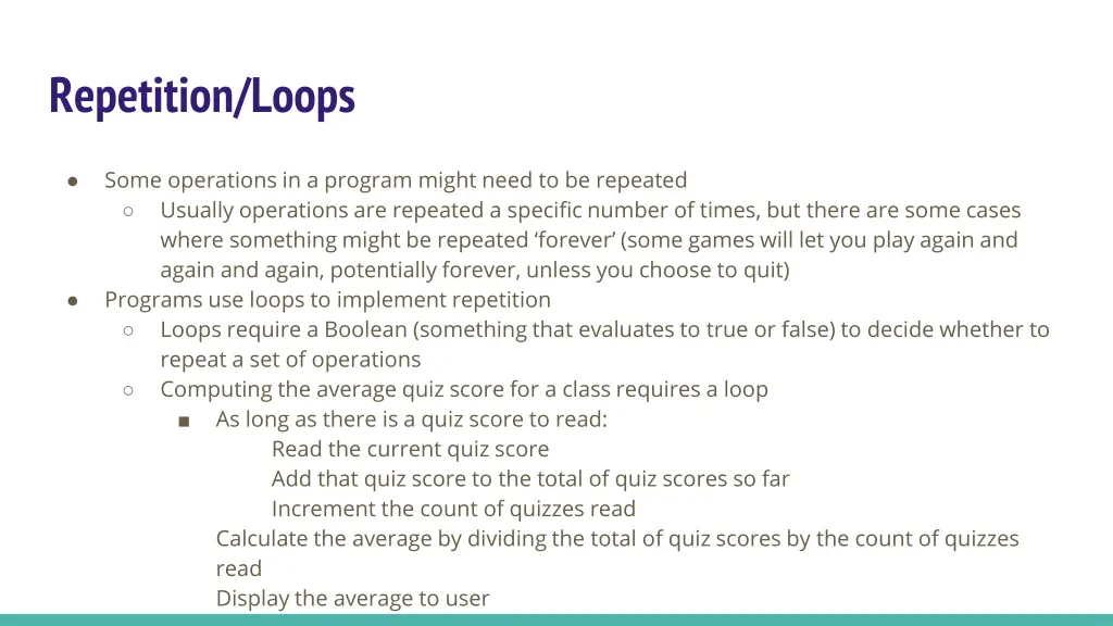 repetition loops