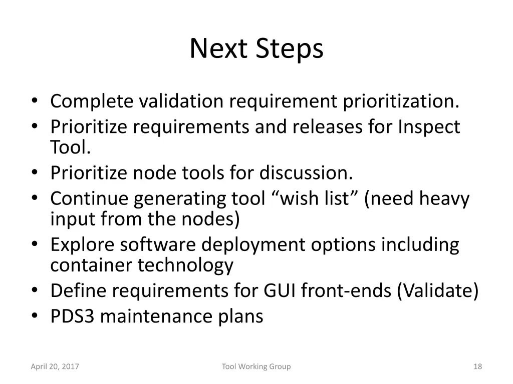 next steps
