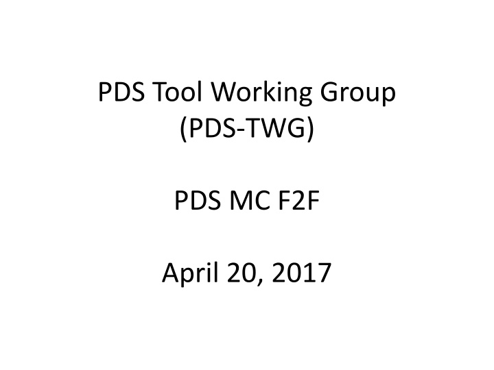 pds tool working group pds twg
